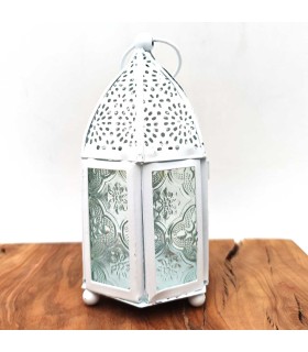 Lanterna Araba Traforata - Bianco - 15 cm x 8 cm - Modello 939