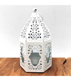 Lanterna Araba Traforata - Bianco - 13 cm x 7 cm - Modello 015