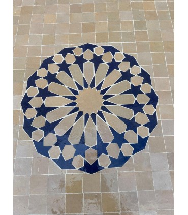 Mosaiktisch 100 cm - Granatstern Alhambra - Modell Generalife Abiad