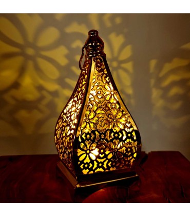 Lanterna Árabe Vazada - Dourada - Modelo Kubba 2 - Ramadan