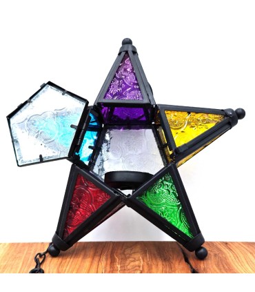Farol Vela Estrella Multicolor - Calado Árabe -  Modelo Najmati
