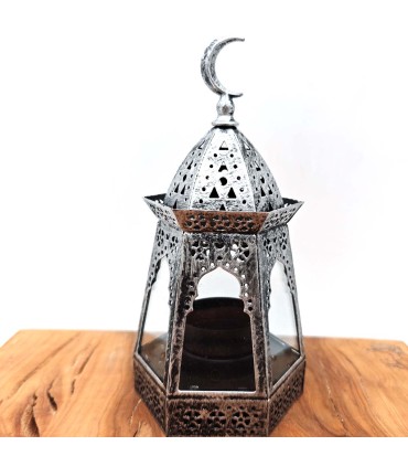 Arabische Durchbrochene Laterne - Silber - Kerze - Modell Hilalun Ramadan