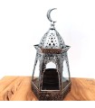 Lanterne Arabe Ajourée - Argentée - Bougie - Modèle Hilalun Ramadan