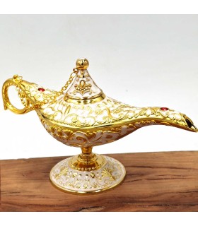 Lampada Vintage Aladino Bianco e Oro - Acciaio Inossidabile - Modello Farha