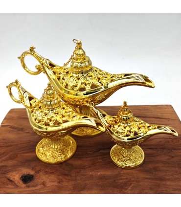 Lâmpada Vintage Aladino Dourado - Metal Inoxidável - Modelo Farha 1 - 3 Tamanhos