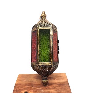Lanterna Árabe Vazada - Dourado Envelhecido - 36 cm x 14 cm - Modelo Musbah