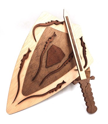 Wooden Shield and Sword Set - For Kids - Winterfell Model