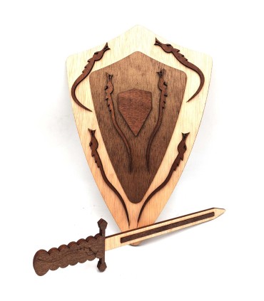 Ensemble de Bouclier et Épée en Bois - Pour Enfants - Modèle Winterfell