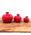 Pack of 3 handmade ceramic grenades, smooth red grenade