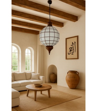 Lampe Kugel Gold - weiß opak - Andalusi - 2 Größen