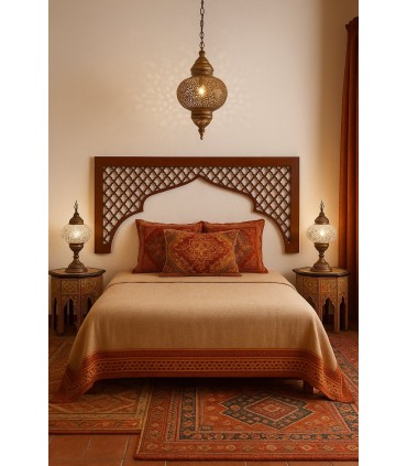 Cabecero Árabe Cama 160cm - Madera - Barnizado Caoba - Modelo Bab Mansurein