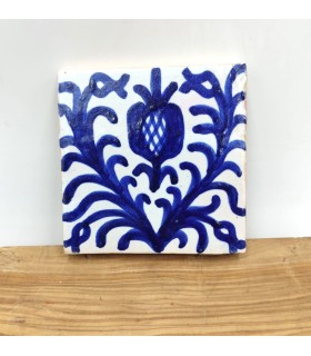 Carreau Andalou - Mosaïque Zellige Nazari - 10 x 10cm - Artisanal - Modèle Fajalauza Bleu
