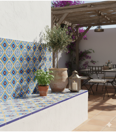 Carrelage Andalou - Mosaïque Nazari - 10 cm - Fait Main - Modèle 79