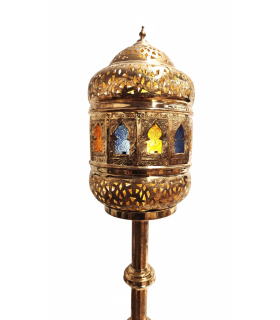 Lampada da terra araba in oro con cristalli multicolori - Modello Shamja