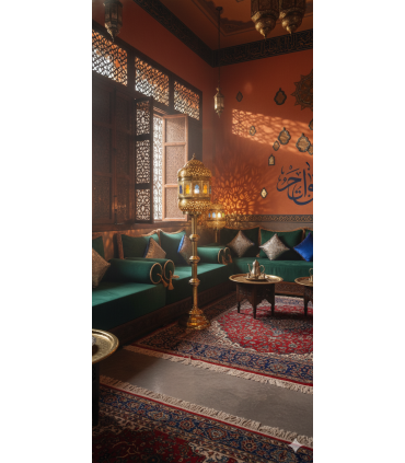 Arabian Floor Lamp in Gold with Multicolored Crystals - Shamja Model