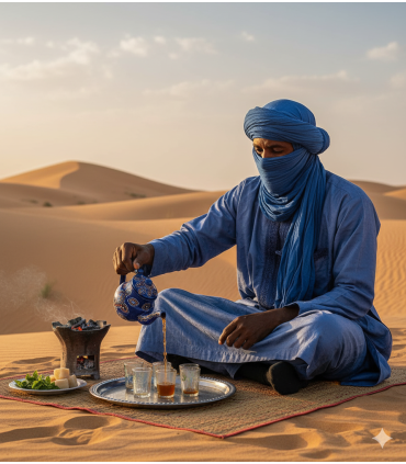 Mauritanian Hand Painted Teapot - Tuareg Crafts - SAHARA Model