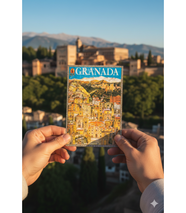 POSTCARD - Granada and Sierra Nevada Alhambra Landscape