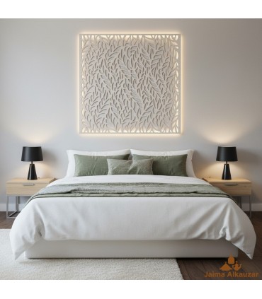 Celosía Madera Blanca - Diseño Otoño - 120 x 120 cm