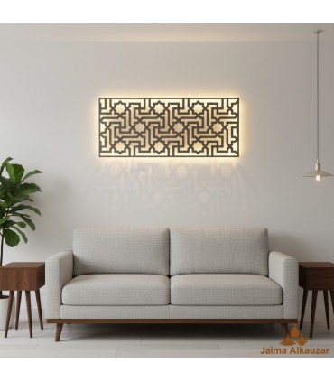 Testiera in legno - Celosia Andalusi - Geometria moresca - Bone White - Design MATAAHA