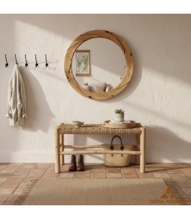 Banca Artigianale in Legno di Limone e Sparto - Stile Rustico Marocchino