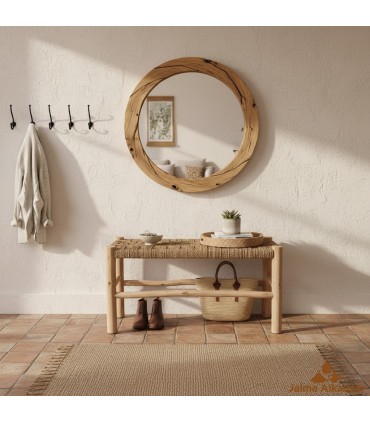 Banca Artigianale in Legno di Limone e Sparto - Stile Rustico Marocchino