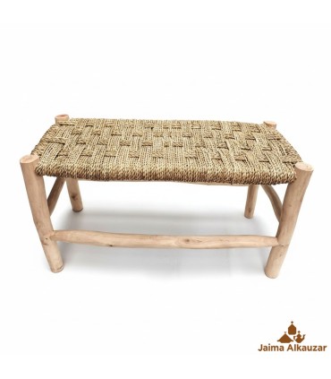 Handcrafted Bench made of Lemon and Esparto Wood - Moroccan Rustic Style