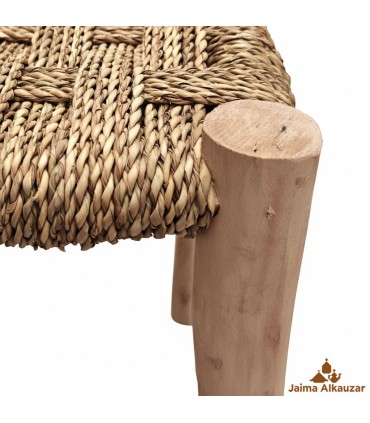 Banc fabriqué à la main en bois de citron et d'esparto - Style rustique marocain