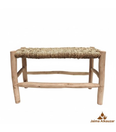 Banc fabriqué à la main en bois de citron et d'esparto - Style rustique marocain