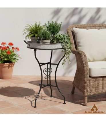 Patas de hierro Mesa Jardin o Terraza Bandeja Latón o Mesa mosaico Artesania Marroquí - Modelo Karaiie