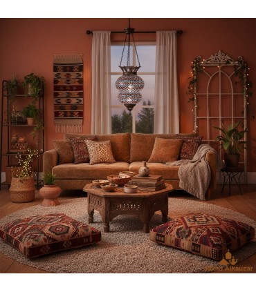 Candeeiro de teto turco Deluxe - Artesanato turco - Decoração otomana - Modelo Wahidun