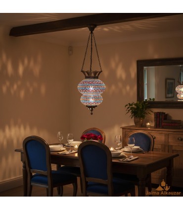 Candeeiro de teto turco Deluxe - Artesanato turco - Decoração otomana - Modelo Wahidun