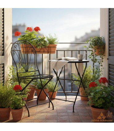 Chaise forge pour jardin pliant - Artisanat marocain - Modèle Kursiyun