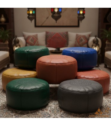 Puff Pequeño Ancho - Varios Colores - Decoración Marroquí