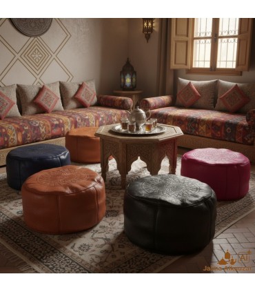 Puff Pequeño Ancho - Varios Colores - Decoración Marroquí