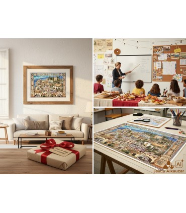 POSTER - Ville de Cadix - Port - Cathédrale - Muraille