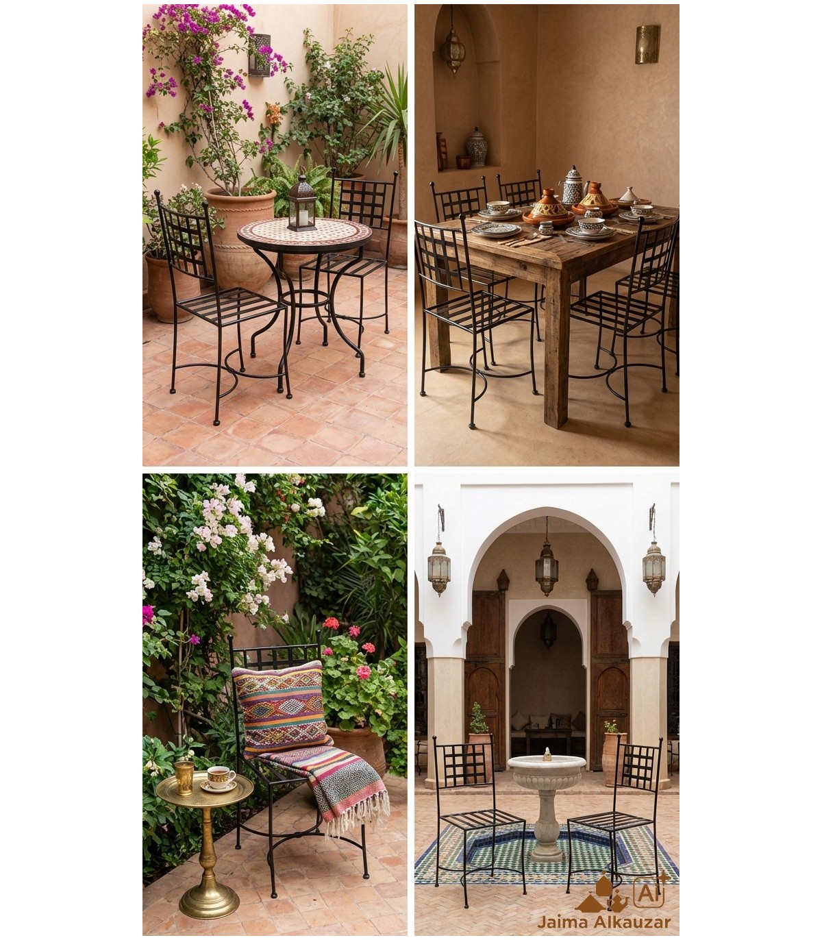 Casa Moro | Sedia mediterranea in ferro Sedia Nabil forgiata a mano Nabil in ruggine-marrone | artigianato marocchino | Sedia da giardino d'epoca in look antico per terrazza balcone giardino | MO4104