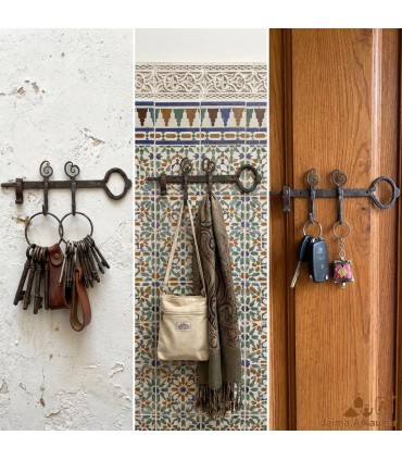 Portachiavi in ferro battuto artigianato marocchino stile chiave antica - modello Mafatihun