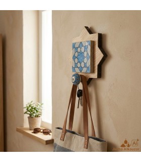 Cabide Cabide Madeira e Azulejo Andaluz - Modelo Nayma