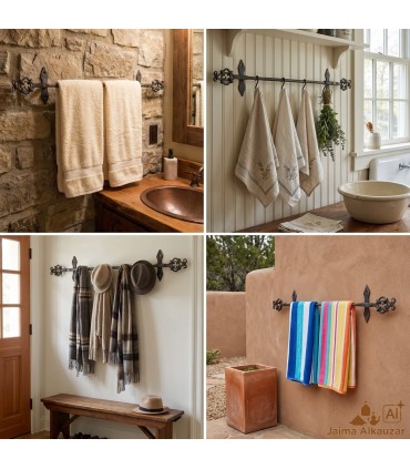 Porte-serviette en fer forgé - qualité Deluxe - 3 modèles - 84 cm