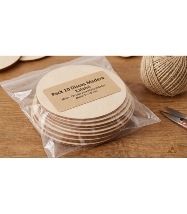 Pack 10 Discos Madera Kalabó 10cm - Círculos para Manualidades