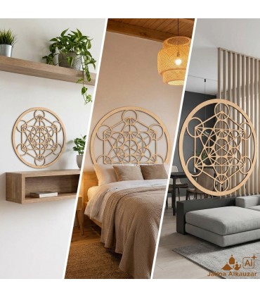 Cuadro Decorativo Celosía Árabe Madera - Decoración Oriental - Corte Láser - Modelo Megatron