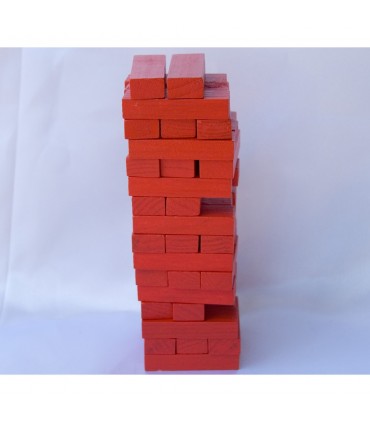 Puzzle Holzturm rot - wit - Jenga - Puzzle - 15 cm