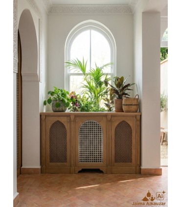 Fenêtre Arabe - Treillis Métallique Arabe Modèle Naafila Abiad - 60 x 34 cm - Métal 3 mm