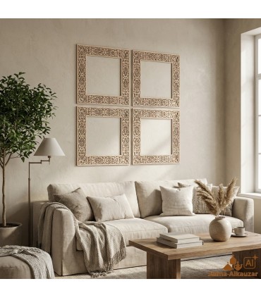 Lattice frame laser cut 4 slanted pieces - Wood Model Alimuna