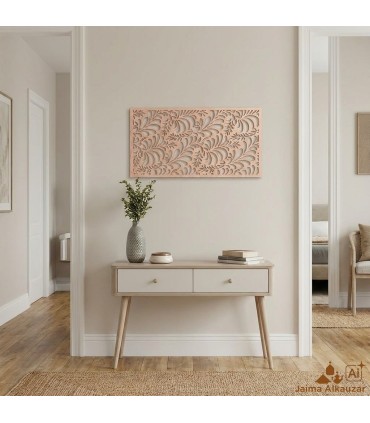 Cuadro Decorativo Celosía Árabe Madera - Decoración Abstracta - Corte Láser - Modelo kharif- 60 x 30 cm