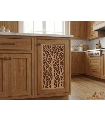 Quadro decorativo reticolo arabo in legno - Decorazione astratta - Taglio laser - Modello Shita - 60 x 30 cm