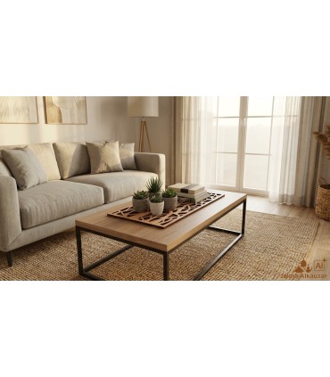 Image Décorative en Bois Treillis Arabe - Décoration Abstraite - Découpe Laser - Modèle Shita - 60 x 30 cm