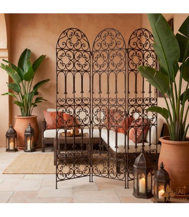 Wrought Iron Screen 3 Leaves - 3 Sizes - 2 Models - Arabic Design Online