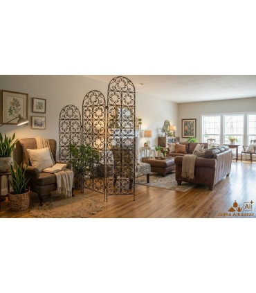 Openwork Wrought Iron Screen - Stepped Model - Arabic Design - 170 cm Public