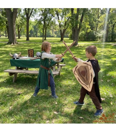 Wooden Shield and Sword Set - For Kids - Winterfell Model